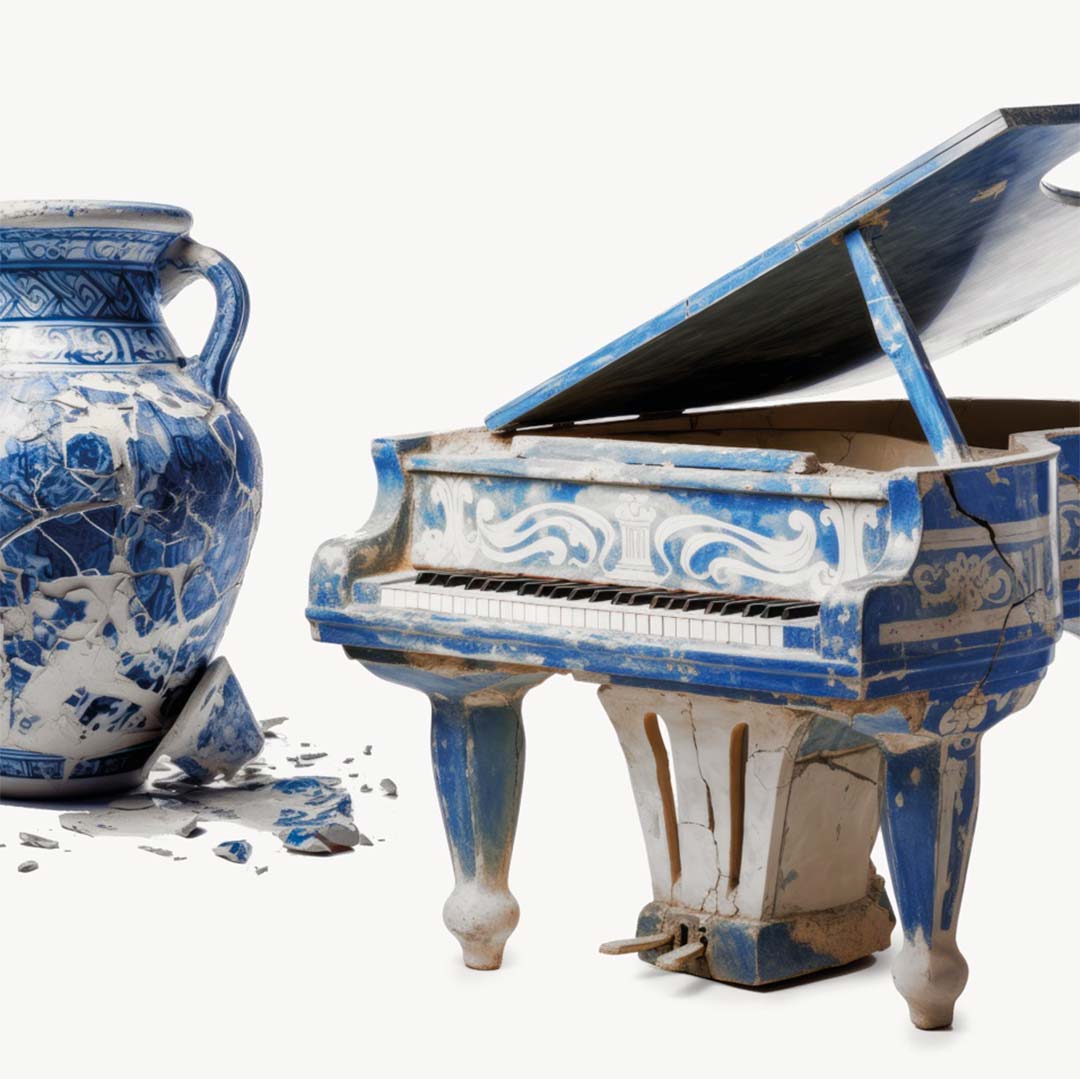 un piano en porcelaine